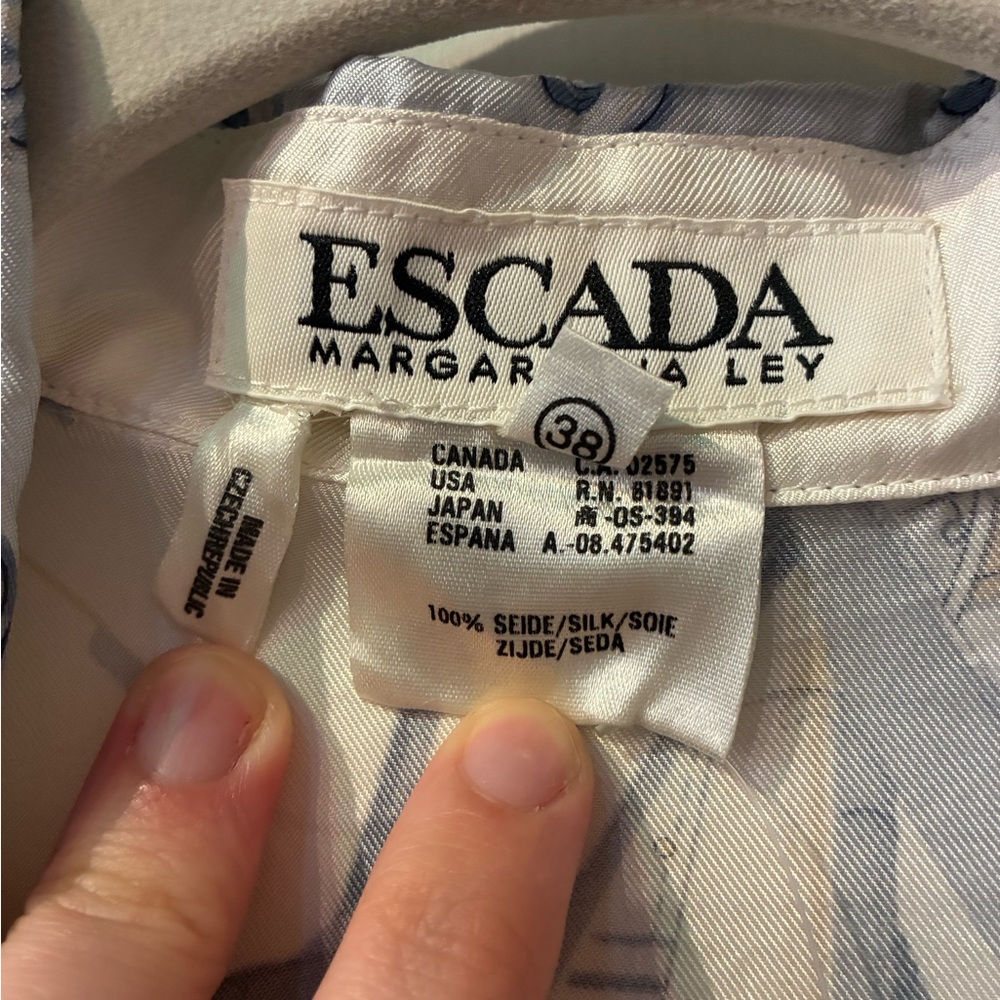 Escada Nautical Print Button Down Silk Shirt - Bl… - image 2